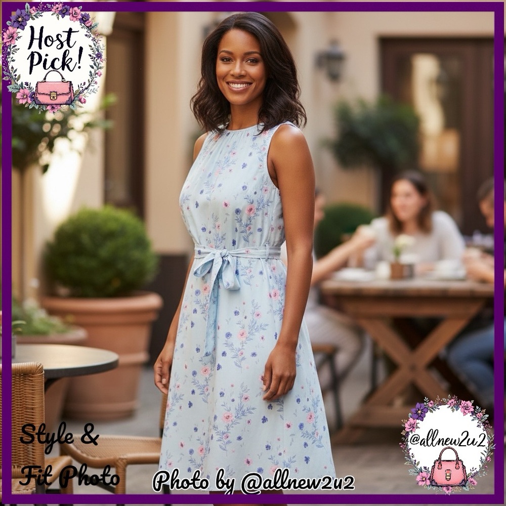 Juicy Couture Golden Rain Floral Cinched Halter Dress Blue